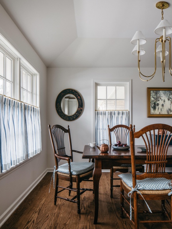 Restored vintage dining set with new chair cushions · from the Leah Phillips Interiors studio journal