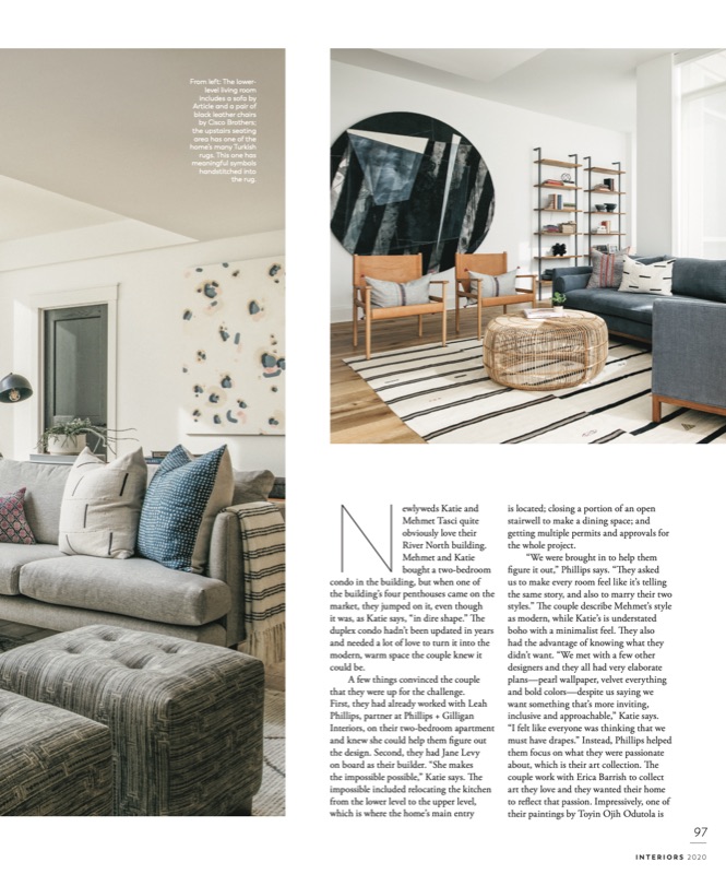 Magazine feature spread: living room seating and styling details